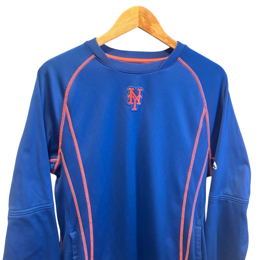 New York Mets Majestic Blue Thermal Base Pullover Long Sleeve Top Size Small - Picture 3 of 15